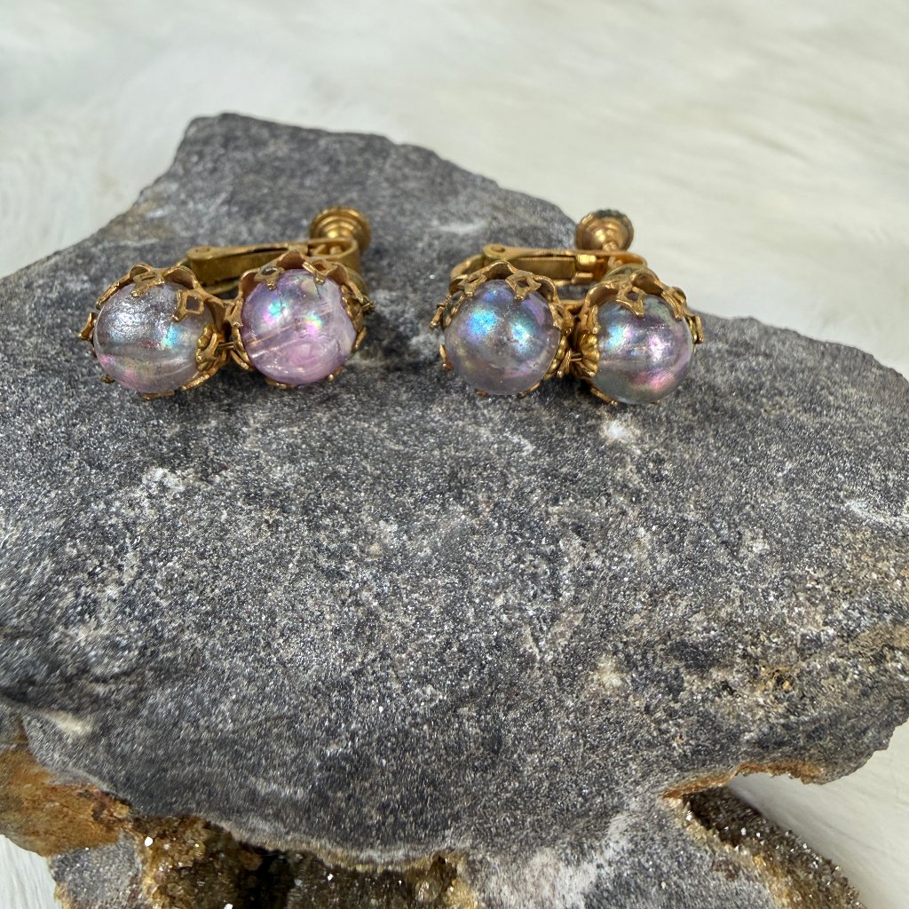 Vintage Signed Miriam Haskell ScrewClip-On Earrings Gold Tone 70$